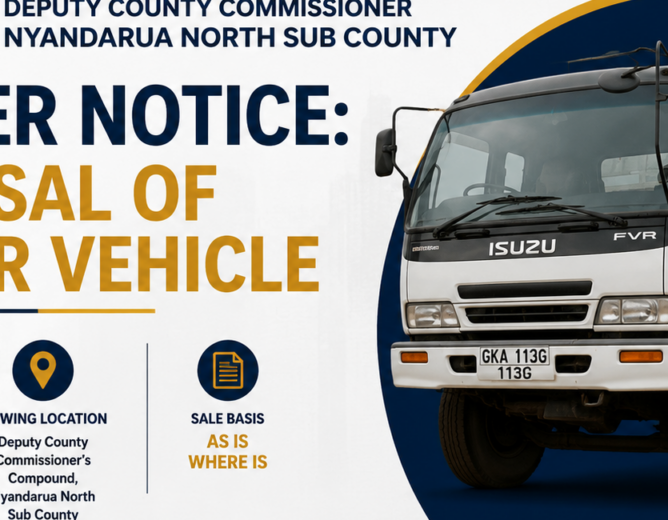 Tender Notice: Disposal of Motor Vehicle