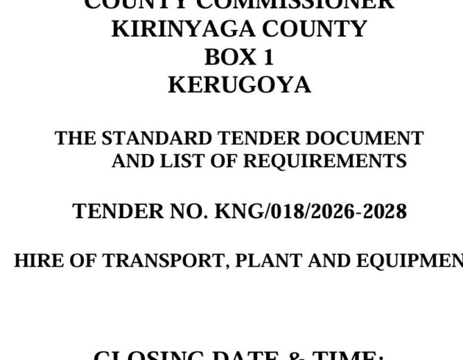 TENDER NO. KNG/018/2026-2028
