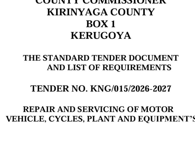 TENDER NO. KNG/015/2026-2027